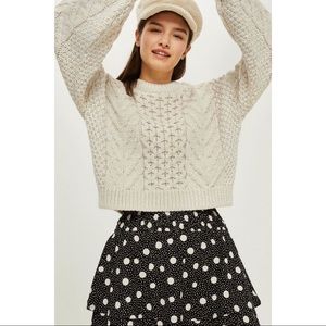 Topshop Blouson Cropped Cable Sweater Size 6 NWT